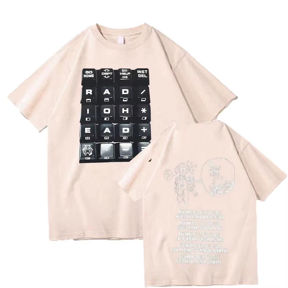 Radiohead 2026 Black Tour T-shirt Fashion Rock Band T Shirt Men Women Oversized Loose Tops Streetwear Summer Short Sleeve Tees
