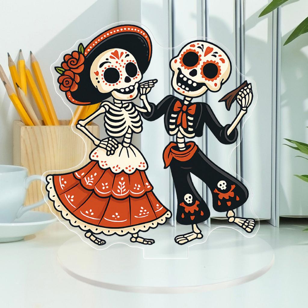 2D Cheerful Skeleton Couple Table Acrylic Ornament