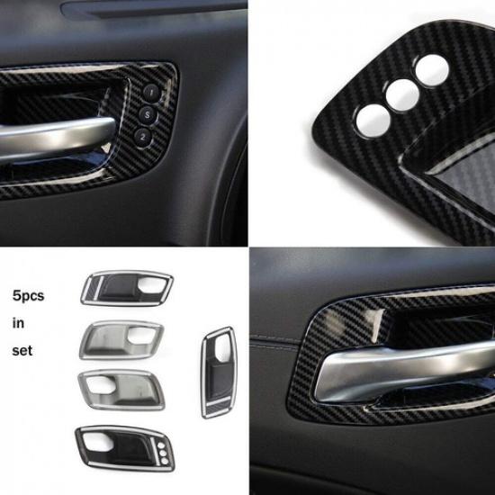 Carbon Fiber Interior Door Handle Bowl Trims Cover Fit for Dodge Charger 2011+