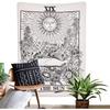VIKAMA Sonne Tarot Wandteppich Ins-Stil Schwarz & Weiß Vintage Linienkunst Wohnzimmer & Schlafzimmer Akzentwand Dekor Heimdekoration