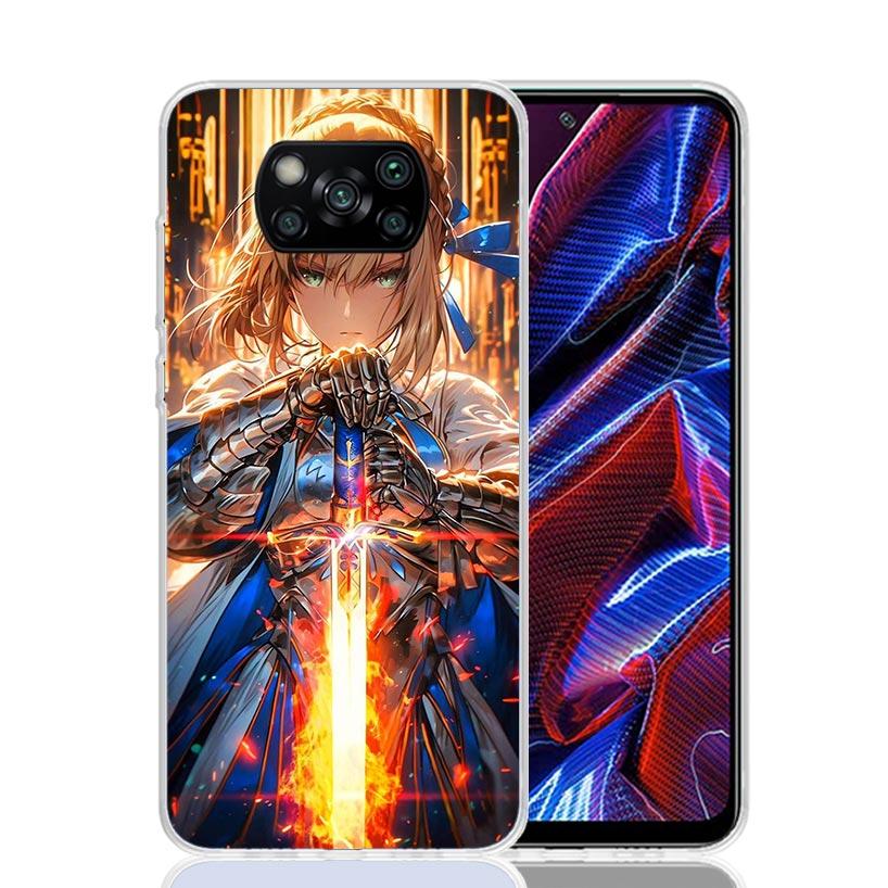 Fate Zero Stay Night Saber Phone Case For Xiaomi Poco X7 X6 X5 Pro F7 Ultra Redmi 15C 15 13 13C 12 12C 10 10A 10C 9 9A 9C 9T Cov