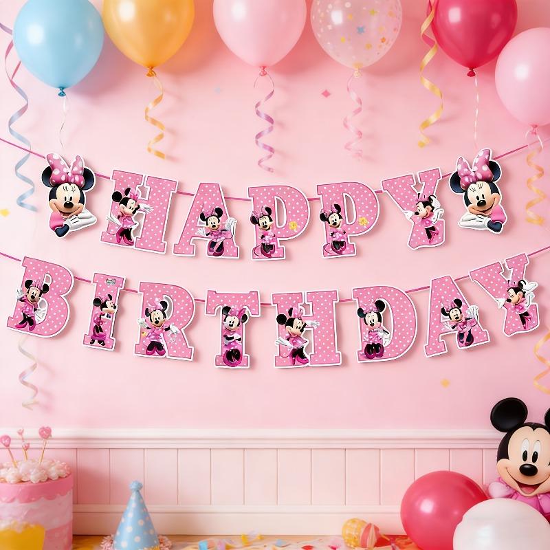 Disney Minnie s Birthday Party Banner Suitable for Celebration Event Themes, Festive Decorations, Applicable for Parties and Family Gatherings