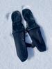 Super convenient leather mitten gloves for skiing and snowboarding removable inner (with lining) (Black, M)