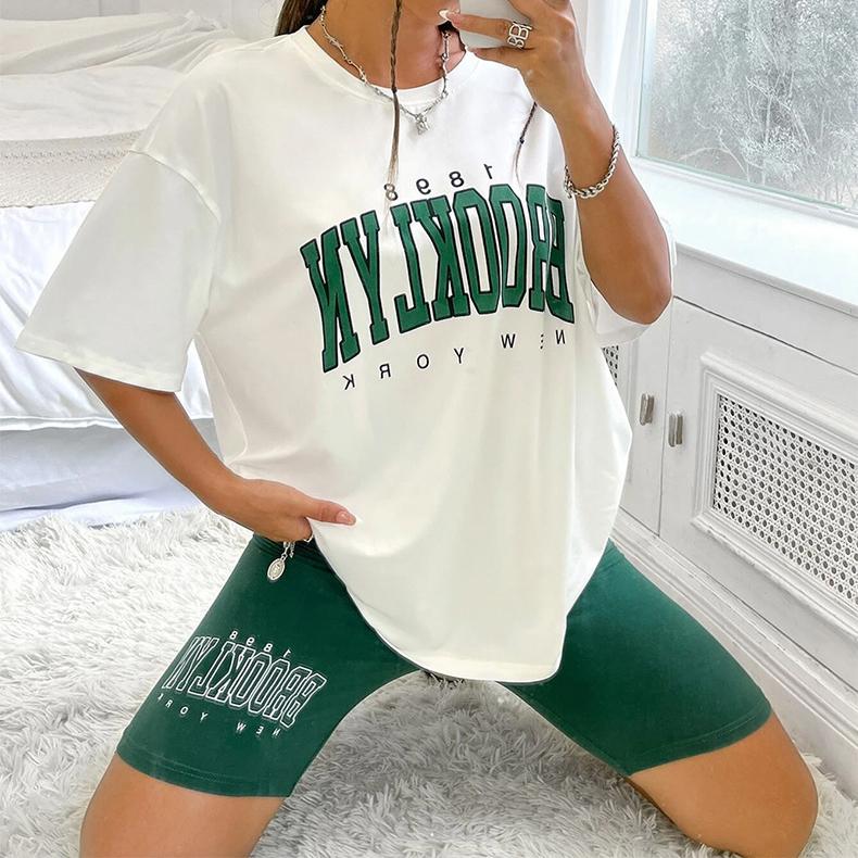 Women's Wearable Homewear Pullover Leisure Suit Women's Pajamas Loose T-shirt Tight Shorts Set