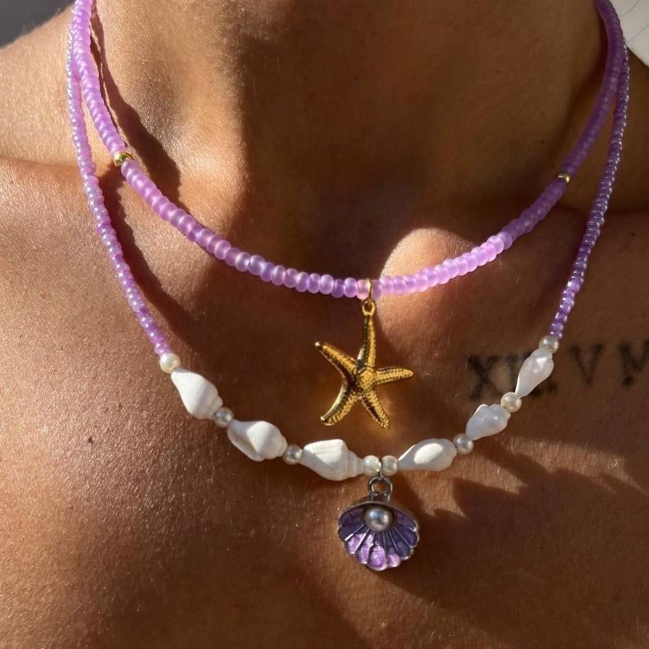 Style Shell Necklace With Layered Geometric Design For Women