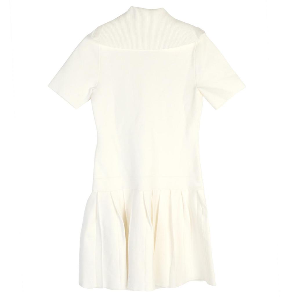D's New Spring/Summer Cartoon Age-Defying Polo Collar Pleated Knitted Dress with Zipper