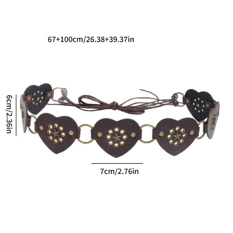 Retro Wide Heart Link Belt Fashion Accessory Waist Cincher Band For Jeans Dresses In Multiple Color