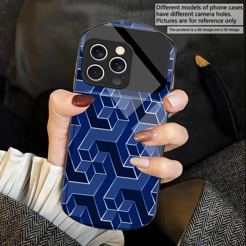 

Абстрактная геометрическая сетка Для iPhone 17 16 15 14 Pro 13 Plus 12 mini 11 Pro Max XR X S 7 8 Эллиптический закаленный стеклянный чехол для телефона iPhone17 Pro