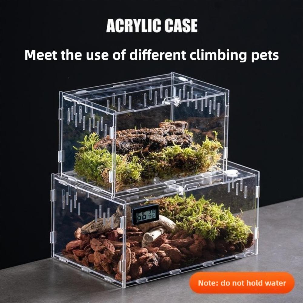 Anti-Escape Reptile Habitat Clear Spider Feeding Case Durable Lizard Breeding Box  for Chameleon