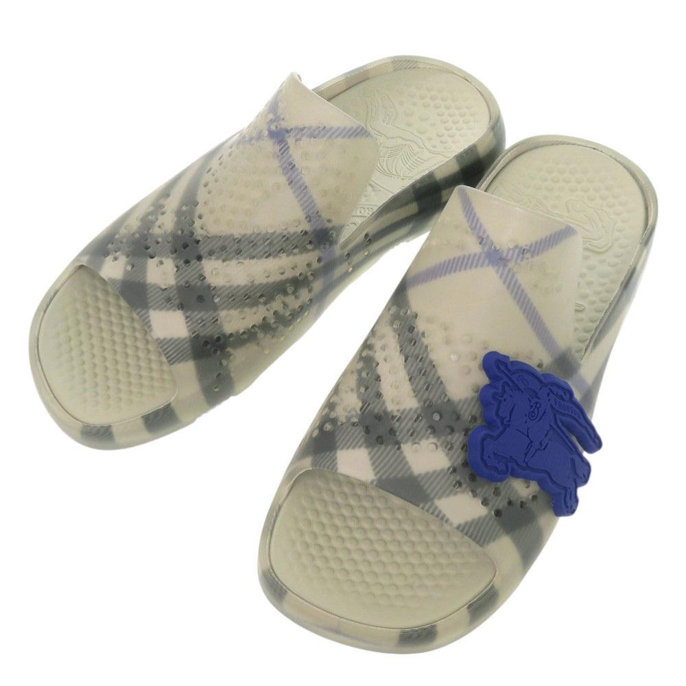 Used AUTHENTIC BURBERRY Check pattern logo clearSandals gray rubber