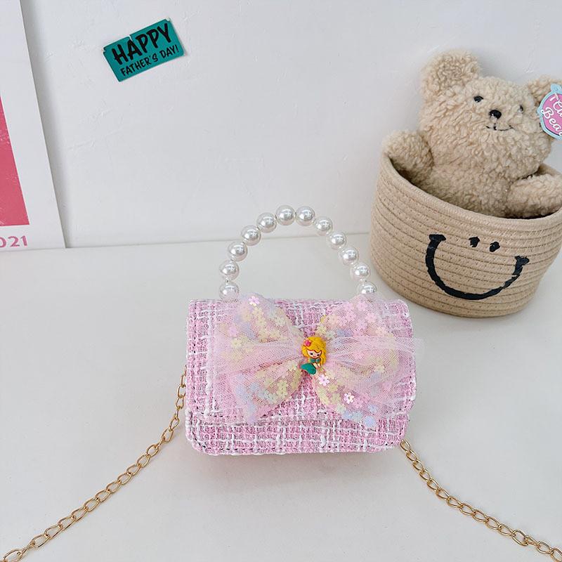 Stylish Kids Crossbody Bag With Bowknot Pearl Detail Charming Chic Design For Little Girls