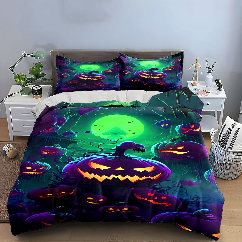 Glowing Pumpkin Enchantment Bedding Sets Duvet Cover Sets Duvet Covers Pillowcases(1*Duvet Cover 2*Pillowcases Without Duvet Insert)