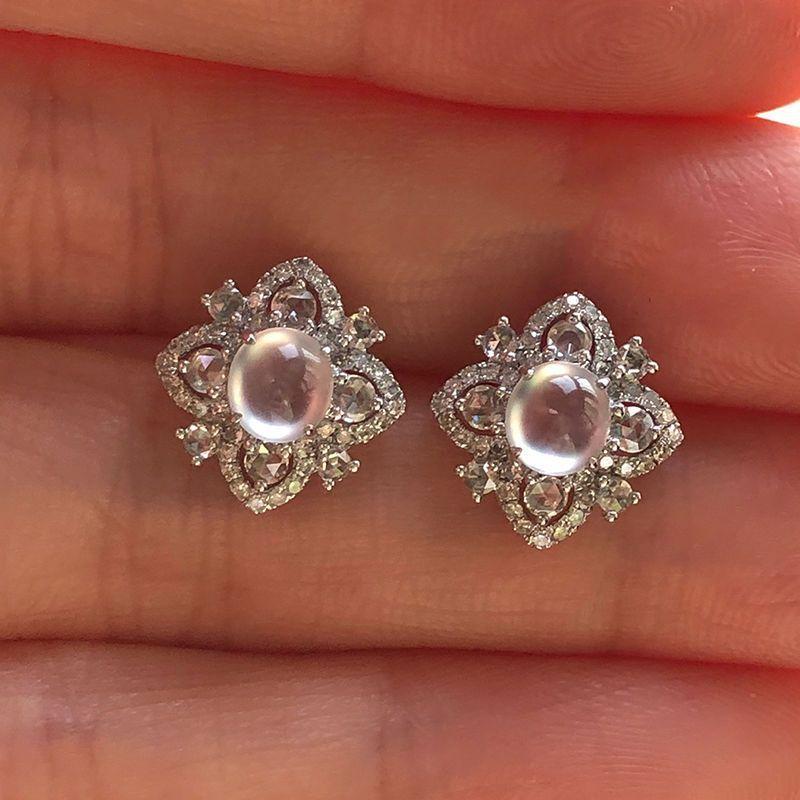 

Высококачественные серьги из натурального ледяного халцедона для женщин, полупрозрачные роскошные художественные серьги-цветы, изящные ювелирные изделия