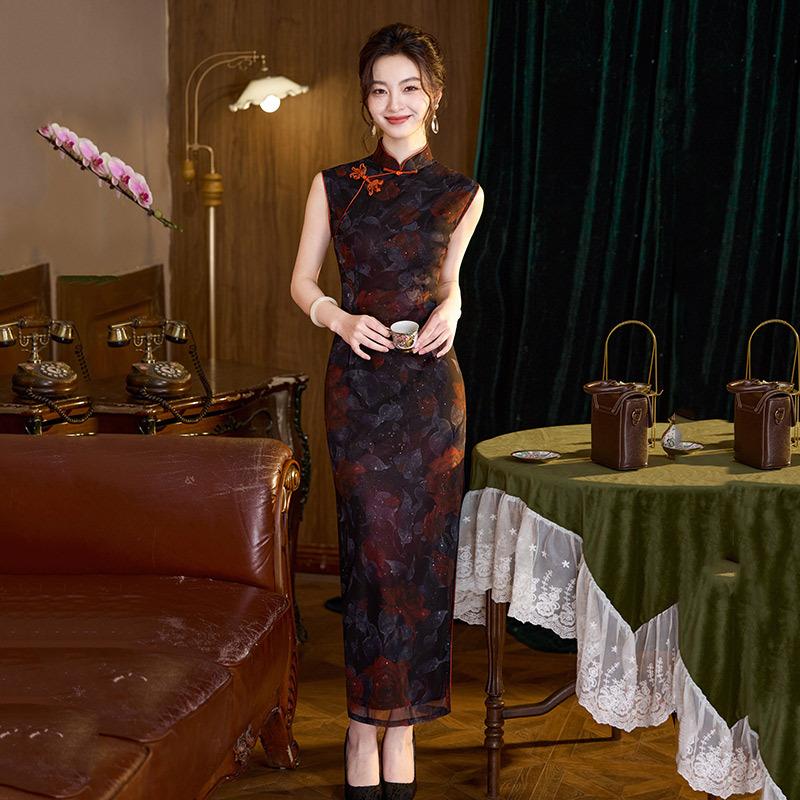Old Shanghai Sleeveless National Style New Chinese Long Cheongsam Improved Young New Female Retro Slim Summer