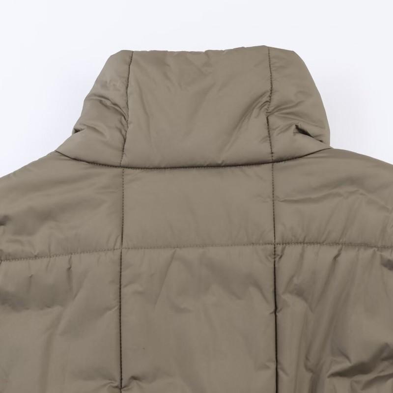 Womens Winter Short Cotton Puffer Jacket With Belt Loose Fit Stand Collar Coat Street Style Casual Wear