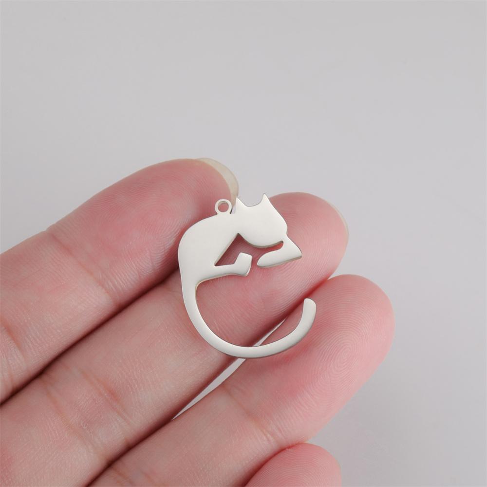 My Shape 5 Stück Niedlicher Katzenanhänger Süße Langschwanzkatzen Kätzchen Tier Edelstahl Charms für Halskette Schmuckherstellung DIY Geschenke