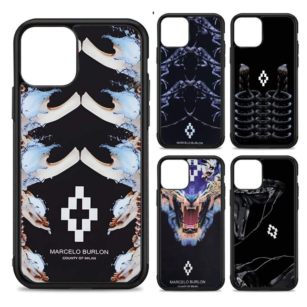 M-MARCELO B-BURLON PC+TPU Telefoonhoesje Voor IPhone 17 16 15 14 13 12 11 Pro Max Plus Kawaii Cartoon Cover
