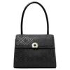 Tang Liboqi T Monogram DEVILLE Brand Print Logo Flip Closure Leather Hand Shoulder Bag Women's Black 164307-001