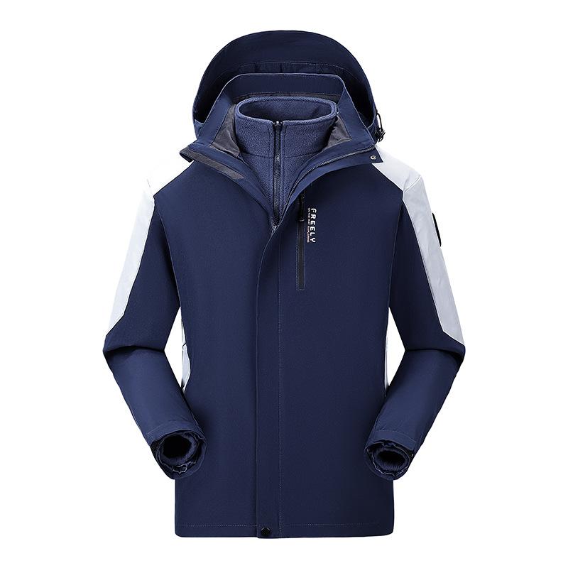 Autumn and Winter Style Jacket, Windproof and Waterproof Jacket, Three-in-one Removable Gold Mink Velvet Liner, Warm Mountaineering Jacket