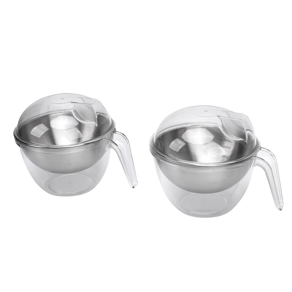 2pcs Iced Salad Bowl with PC Transparent Lid Stainless Steel Slanted Chilled Salad Bowl for Fruit Vegetable