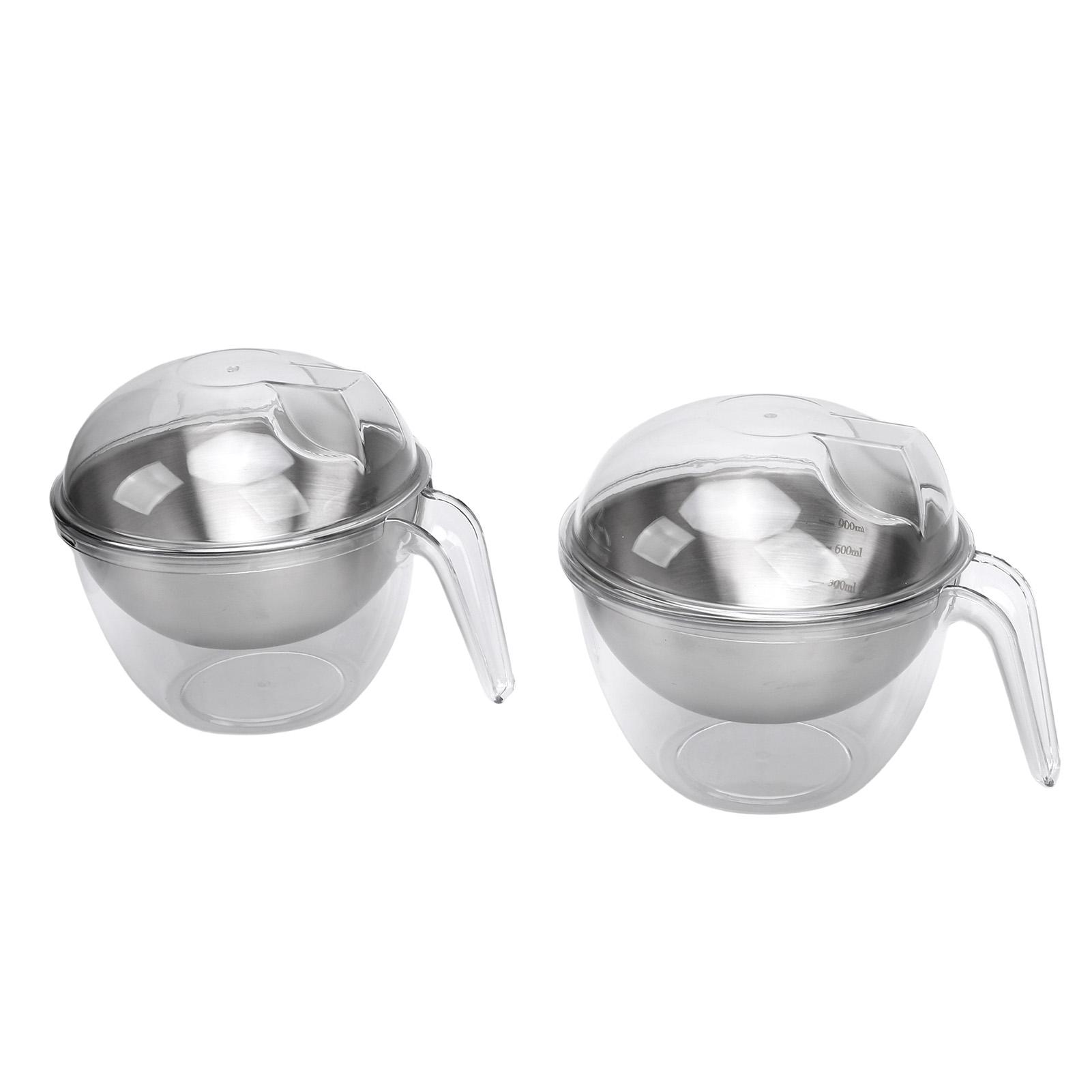 

2pcs Iced Salad Bowl with PC Transparent Lid Stainless Steel Slanted Chilled Salad Bowl for Fruit Vegetable L