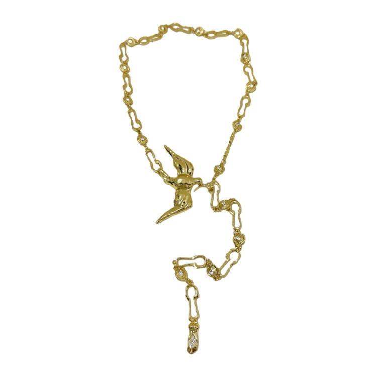 

Artistic Gold Color Peace Doves Jewelry Long Chain Sweater Chain Lavishness Animal Jewelry Perfect For Daily Wear 1