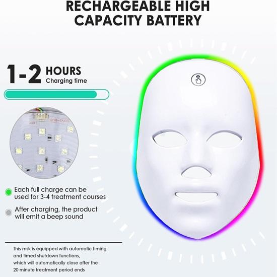 Led Light Therapy Mask, 7 Color Led Face Mask Light Therapy, Face Light Therapy Device, Red Light Therapy, Remove Wrinkles, Red Light Face Mask