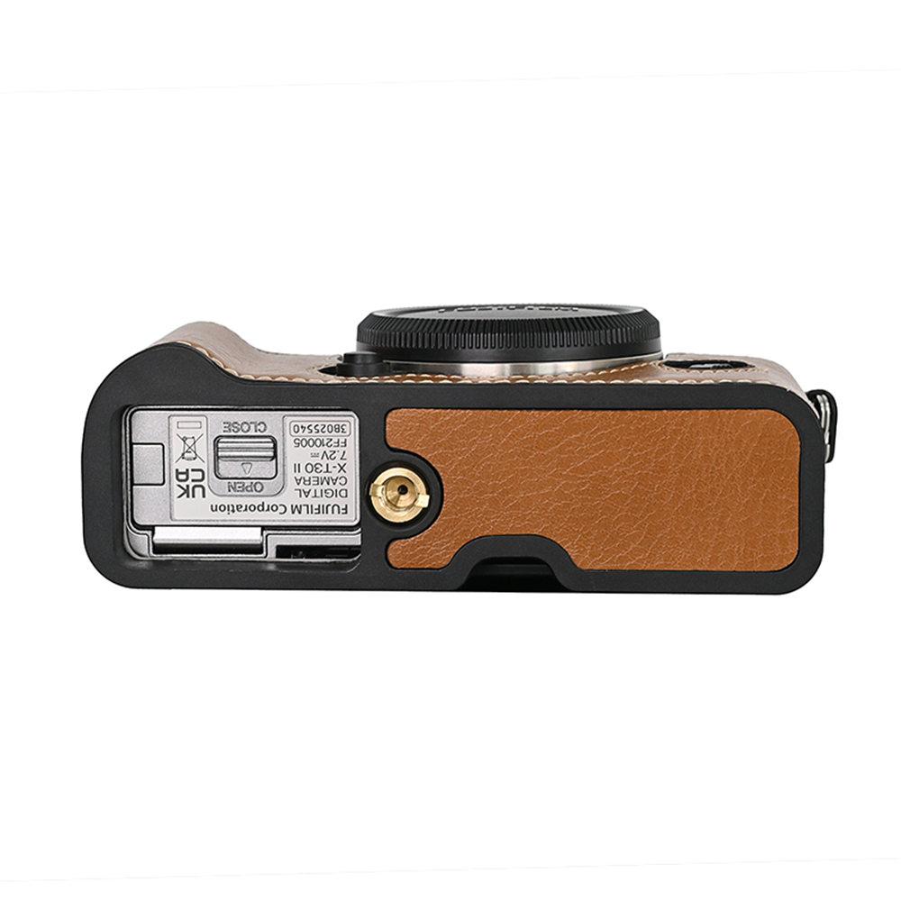 Torba na aparat XT30 Skórzane PU Etui na połowę korpusu dla Fujifilm XT30 Fuji X-T30 XT30II XT10 XT20 Otwór na baterię Pokrywa dolna