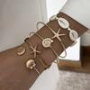 Bohemian Gold Color Shell Starfish Bracelet Set For Women Summer Beach Pearl Beaded Bangle Ocean Charm Jewelry Accessories