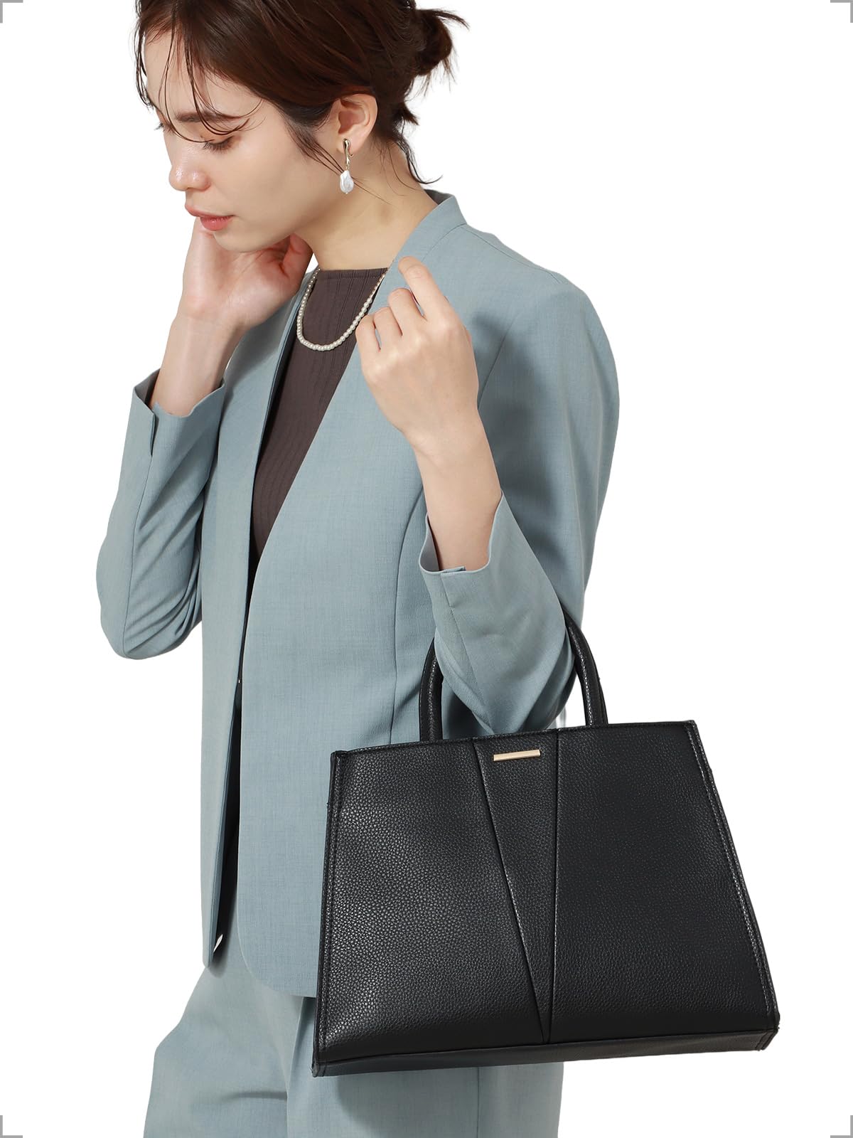 

Trapezoid tote bagembossed faux leather