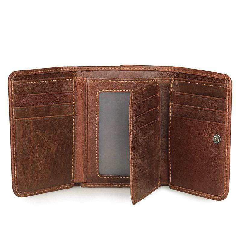 Jiamida Men's RFID-Blocking Genuine Leather Vertical Wallet with Multi-Card Slots and Money Clip