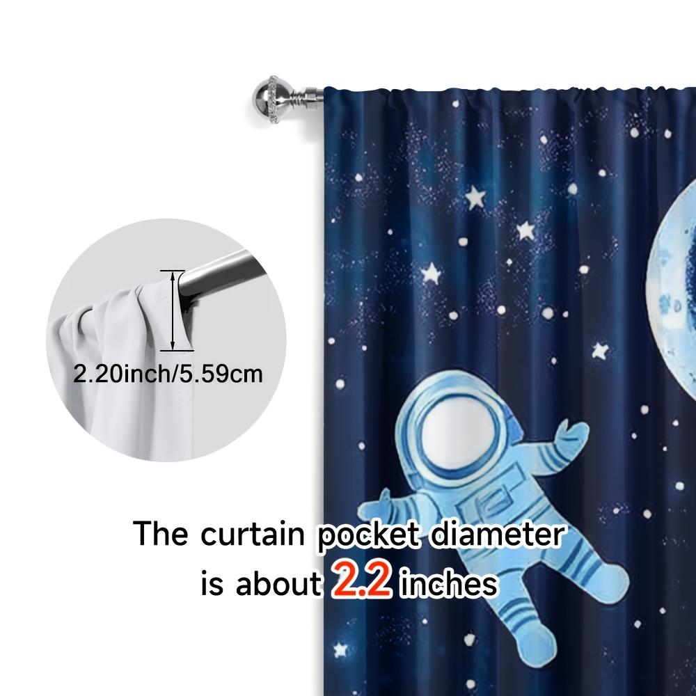 Set Of 2 Glowing Curtains Featuring Space Planets Stars Designed Effortless Installation Creating Curtain With Rod Pocket Polyester
