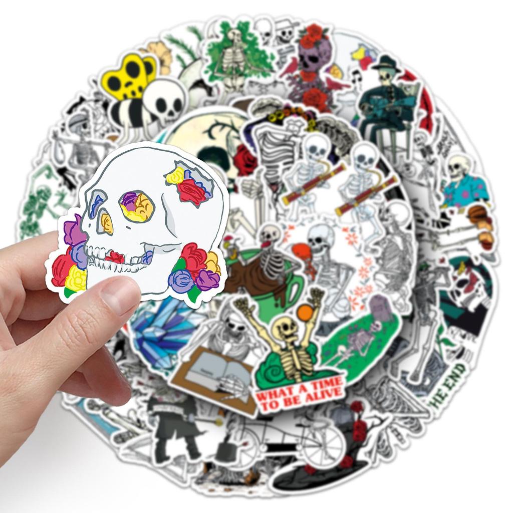 50pcs Waterproof Skull Graffiti Creative DIY Stickers for Skateboards, Phone Cases, and Luggage