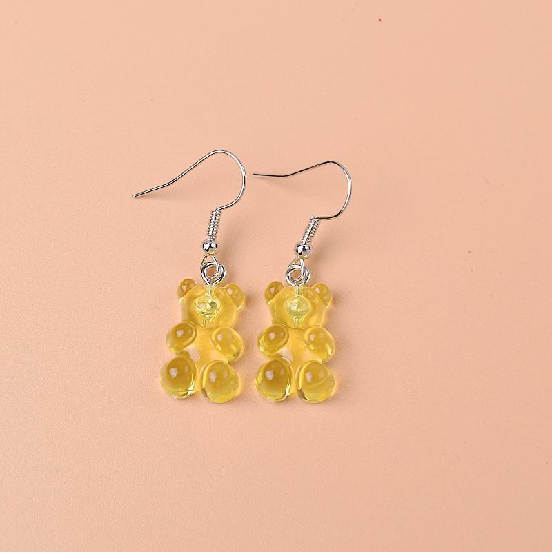 Náušnice s pryskyřičnými medvídky v bonbónových barvách pro ženy - Roztomilé kreslené průhledné šperky