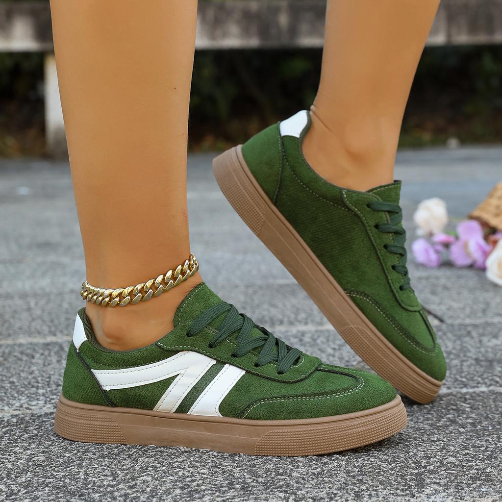 Fashion Women Tennis Sneakers Flats Ladies Fashion Mixed Colors Lace-up Vulcanized Shoes Women Spring Autumn Baotou Outdoor Sneakers