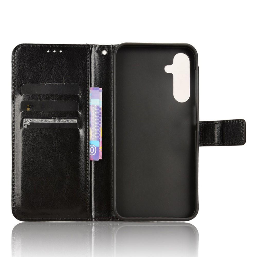 Flip Case for Samsung Galaxy A25 5G, Crazy Horse Wallet, Black