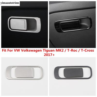 Storage Glove Box Switch Button Cover Trim For VW Volkswagen Tiguan MK2 / T-Roc / T-Cross 2017-  Stainless Steel Accessories