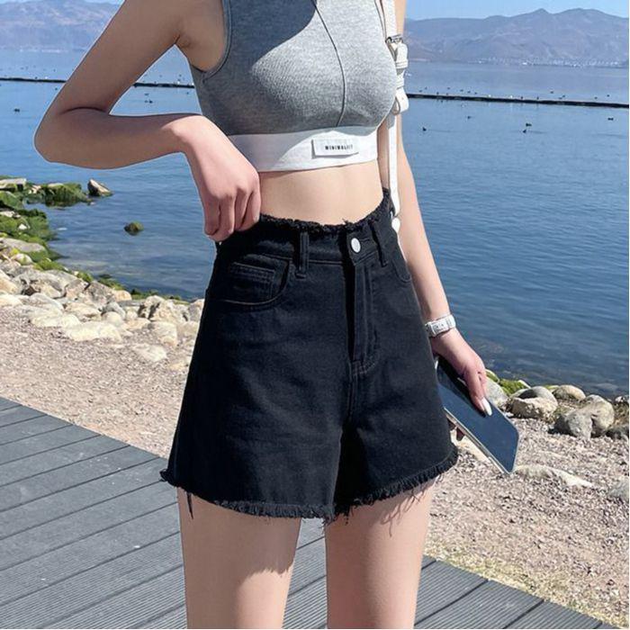 

Утягивающие джинсовые шорты А-силуэта с высокой талией для женщин - Весна/Лето 2XL