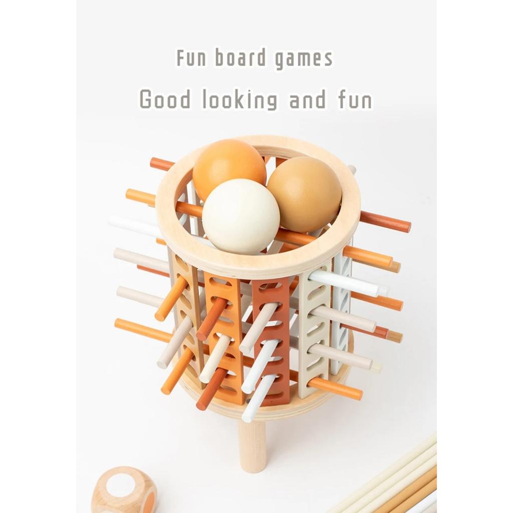 Kids Balance Tower Pick Up Wooden Sticks Social Board Game Logic Thinking Challenge Brain Game Math Count Intellectual Toy Gift