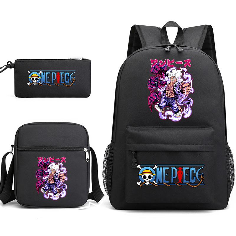 One Piece Luffy Anime Print Student Backpack Set 3 In 1 School Bag for Boys Girls with Pencil Case Tote Shoulder Bag