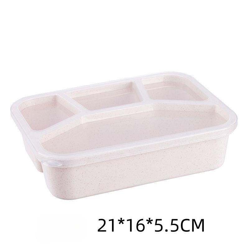 

4-Compartment Bento Box, High-Quality Plastic with Transparent Lid, Dishwasher and Microwave Safe, Premium Four-Section Lunch Box 1pc бежевий