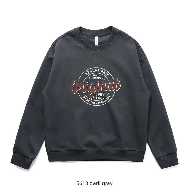 American Retro Trendy Brand Printed Round-Neck Sweatshirt for Men 2024 New Spring and Autumn Style Top Foreign Trade Men's Casual Jacket