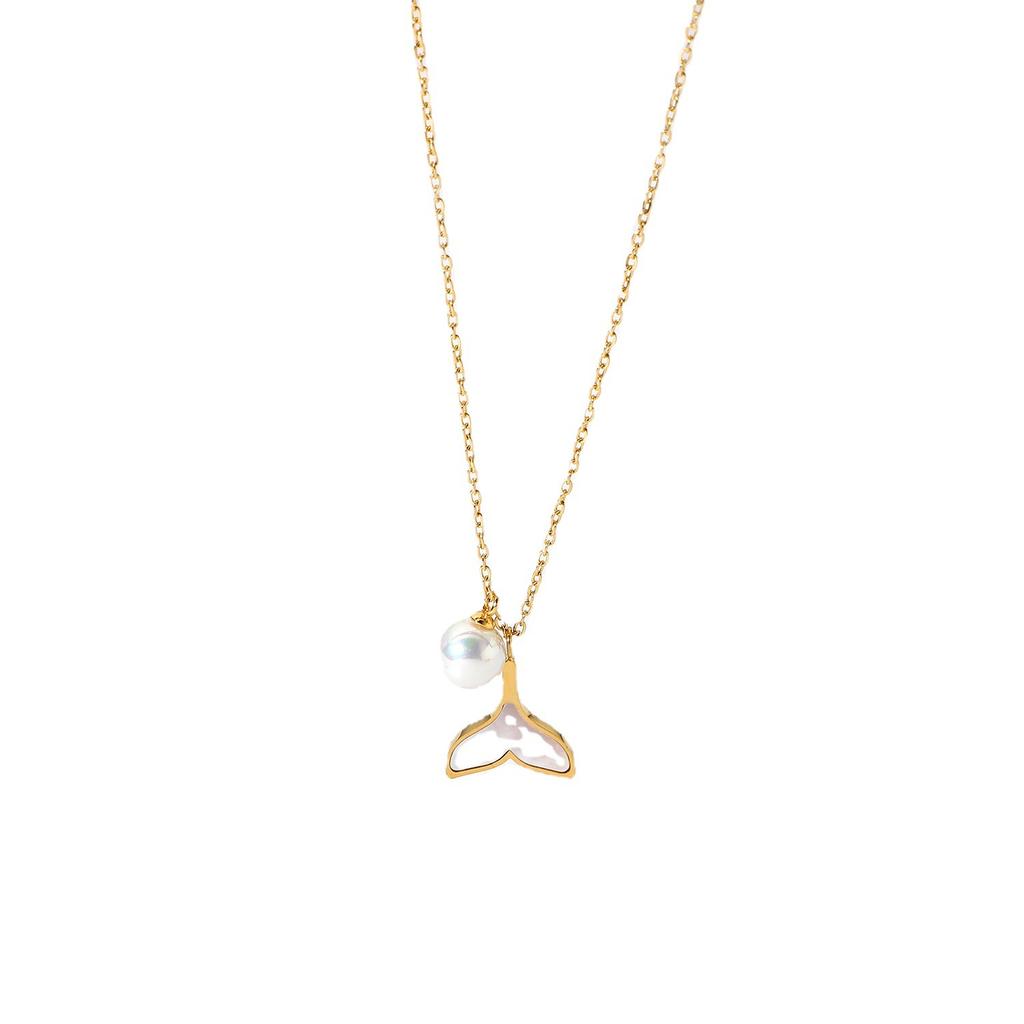 Fashion White Shell Pearl Pendant Necklace 18K Gold Plated Women's Jewelry Waterproof Hypoallergenic