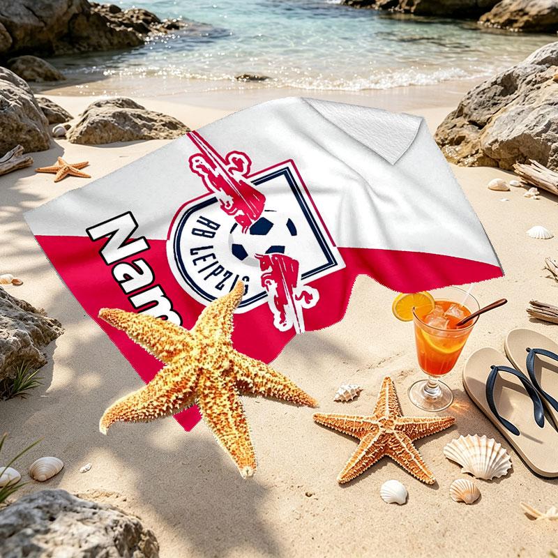 Custom Name Personalized RB Leipzig Print Beach Towel, for Trip Camping Beach Party Home Decor, Birthday Gift for Family & Friends