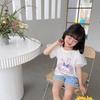 Girls Summer Cartoon Puff Sleeve T Shirt Cute Round Neck Short Sleeve Top