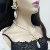 Light Luxury French Niche Retro New Design Imitation Shijia Pearl Necklace Earrings Set Chain