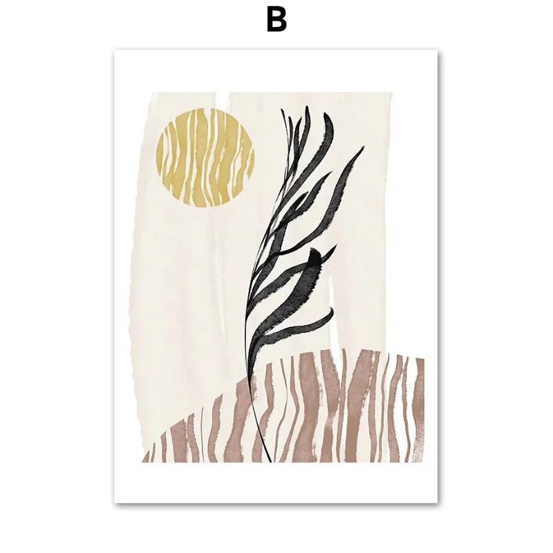 Boho Blätter Sonnenblumen Pflanze Natur Abstrakte Kunst Leinwand Malerei Nordische Poster und Drucke Wandbilder für Wohnzimmer Dekor