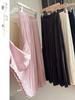 Spring Satin Pleated A-Line Midi Skirt: High-Waist, Slimming, Versatile & Elegant