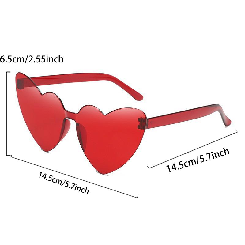 16/20 Pairs Cute Heart Shaped Sunglasses Fashion Rimless Solid Color Beach Vacation Shades Women Trendy Rave Decor Sun Glasses