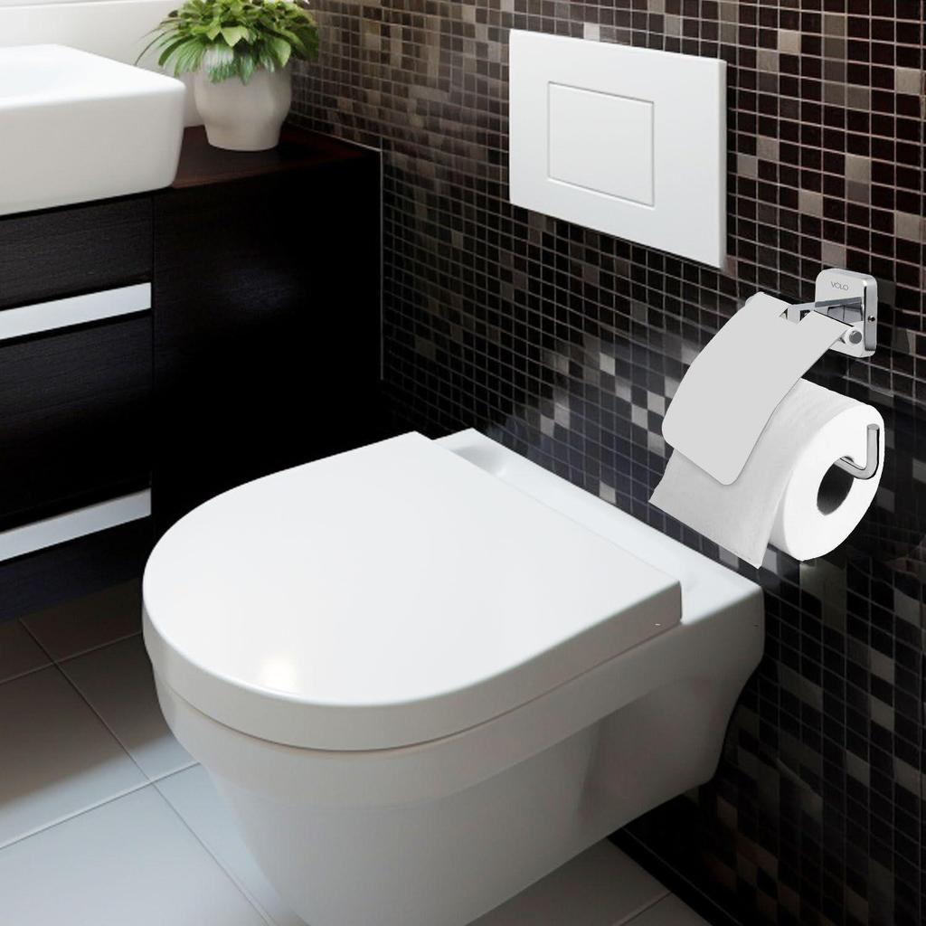 Toilet Paper Holder for Bathroom – Wall Mounted Tissue Holder | Chrome Finish | Stainless Steel Rust-Resistant Toilet Roll Holder